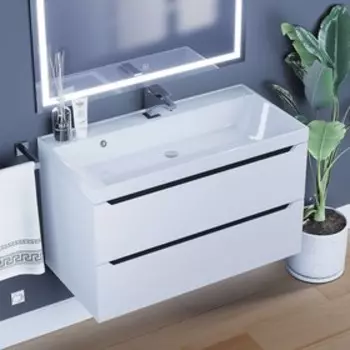 Тумба под раковину Uperwood Tanos, 90 см, подвесная, белая/графит