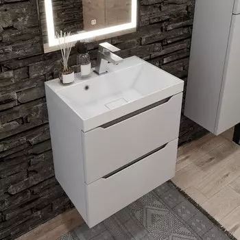 Тумба под раковину Uperwood Tanos NEW, 50 см, подвесная, белая/графит