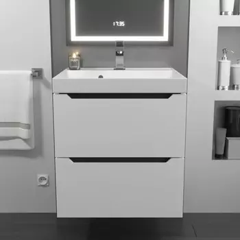 Тумба под раковину Uperwood Tanos, подвесная, 50 см, белая, графит