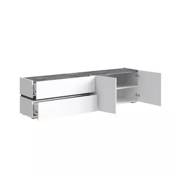 Тумба под ТВ «Аркон», 1800370490 мм, цвет белый / бетон тёмный