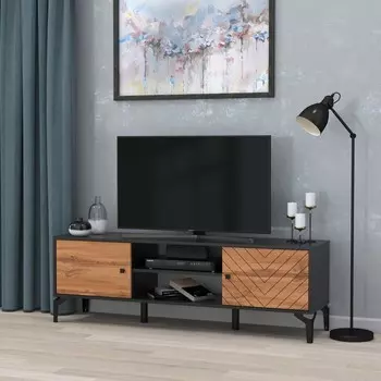 Тумба под ТВ «Лофт» 59.01, 1540380500 мм, цвет чёрный / дуб вотан