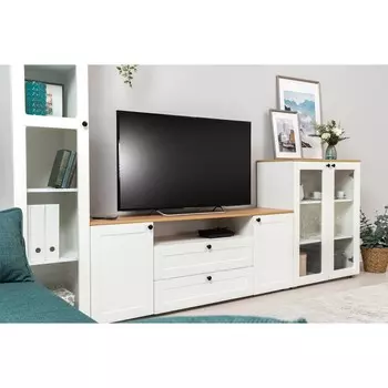 Тумба под ТВ Остин 16.47, 1600х419х608, Белый мдф/Дуб золотой