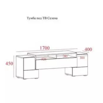 Тумба под ТВ Селена, 1700х400х450, Дуб сонома/Бетон