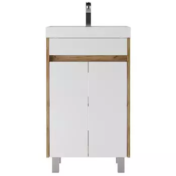 Тумба «Домино» Karlo, под раковину Classica 50, без ящика, 490340799 мм, цвет белый/дуб вотан