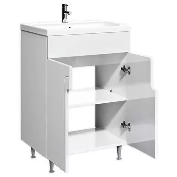 Тумба «Айсберг. Лилия», под раковину «Енисей 60», без ящика, 575438820 мм, цвет белый