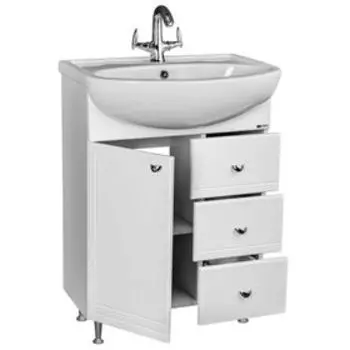 Тумба напольная «Айсберг», под раковину «Уют 60», с 3 верхними ящиками, 592301820 мм, цвет белый