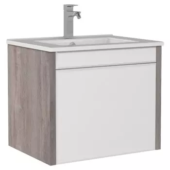 Тумба подвесная под умывальник"Quadro 60" серый с двумя ящиками