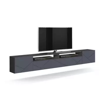 Тумба подвесная «Прага» New, 2130350382 мм, фасад ПВХ с фрезеровкой, цвет диамант серый