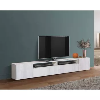 Тумба подвесная «Прага» New, 2130350382 мм, фасад ЛДСП, цвет белый / бетон пайн белый