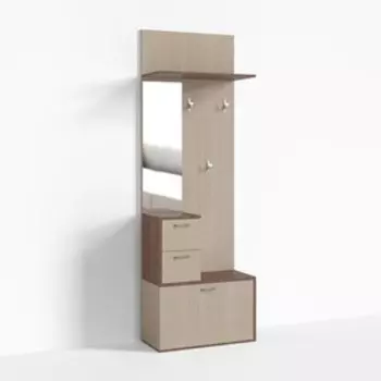 Тумба ПР-Т-1-2, 700х330х2100 мм, 2 ящика, зеркало слева, ясень шимо св, ясень шимо тем