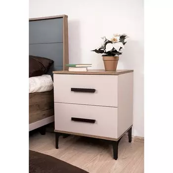 Тумба прикроватная «Кара 2», 500400593 мм, цвет дуб табачный craft/велюр