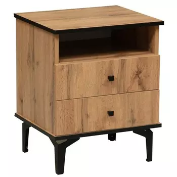 Тумба прикроватная «Либерти» 51.17, 480429590 мм, опора h=150 мм, цвет дуб вотан/чёрный