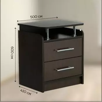 Тумба прикроватная «Клик Мебель. Милан», 600500410 мм, цвет венге