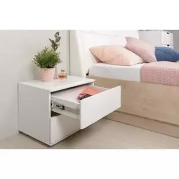 Тумба прикроватная Муссон 13.93, 530х352х377, Белый/ Белый глянец МДФ