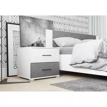 Тумба прикроватная Nova, 500410452 мм, цвет белый/бетон