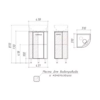 Тумба Радуга АЙСБЕРГ под раковину Классик угловая