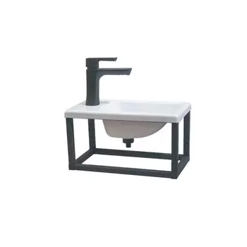 Тумба с раковиной Loft400, 390215215 мм, цвет белый/чёрный