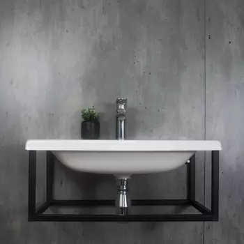 Тумба с раковиной Loft600, 600250395 мм, цвет чёрный/белый