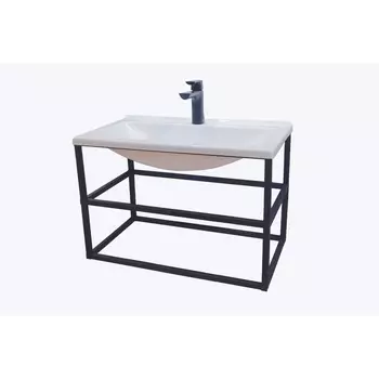 Тумба с раковиной Loft700+, 695385485 мм, цвет чёрный/белый