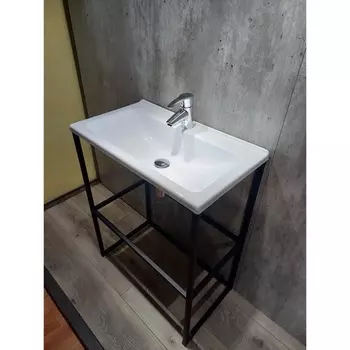 Тумба с раковиной Loft700np, 695395875 мм, цвет чёрный/белый