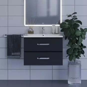 Тумба с раковиной Uperwood Foster 70 см, подвесная, черная