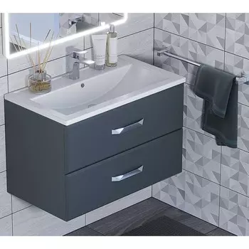 Тумба с раковиной Uperwood Foster 80 см, подвесная, серый графит