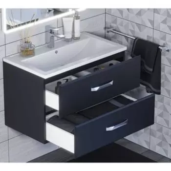 Тумба с раковиной Uperwood Foster 80 см, подвесная, черная