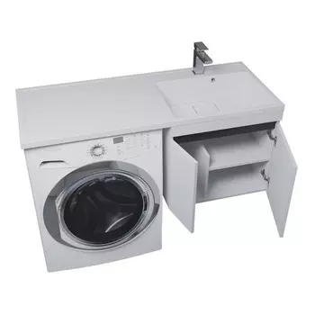 Тумба с раковиной Uperwood Magenta 60/120 см, подвесная, белая/графит, с дверцами, правая