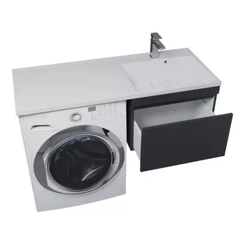 Тумба с раковиной Uperwood Magenta 60/120 см, подвесная, черная, выдвижной ящик, правая