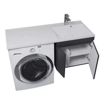 Тумба с раковиной Uperwood Magenta 60/120 см, подвесная, черная, с дверцами, правая