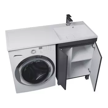 Тумба с раковиной Uperwood Magenta 60/120 см, напольная, черная, с дверцами, правая