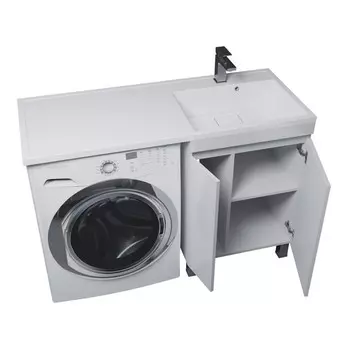 Тумба с раковиной Uperwood Magenta 60/120 см, напольная, белая, с дверцами, правая