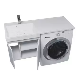 Тумба с раковиной Uperwood Magenta 60/120 см, подвесная, белая, с дверцами, левая