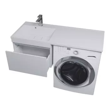 Тумба с раковиной Uperwood Magenta 60/120 см, подвесная, белая, выдвижной ящик, левая