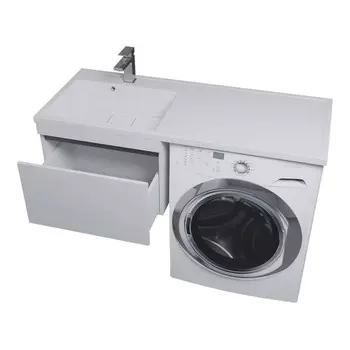 Тумба с раковиной Uperwood Magenta 60/120 см, подвесная, белая/графит, выдвижной ящик, левая 10320