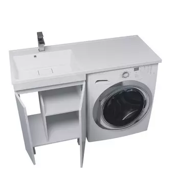 Тумба с раковиной Uperwood Magenta 60/120 см, напольная, белая, с дверцами, левая