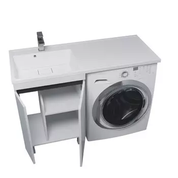 Тумба с раковиной Uperwood Magenta 60/120 см, напольная, белая/графит, с дверцами, левая