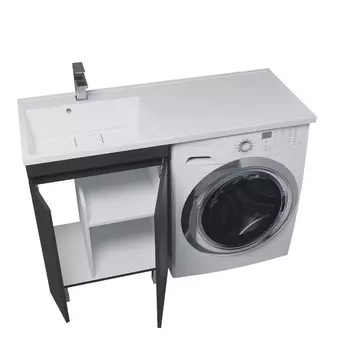 Тумба с раковиной Uperwood Magenta 60/120 см, напольная, черная, с дверцами, левая