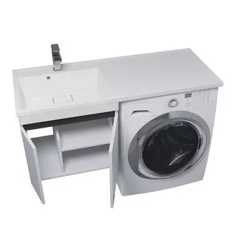 Тумба с раковиной Uperwood Magenta 60/120 см, подвесная, белая/графит, с дверцами, левая