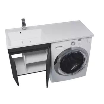 Тумба с раковиной Uperwood Magenta 60/120 см, подвесная, черная, с дверцами, левая