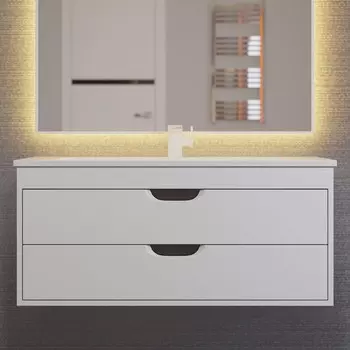 Тумба с раковиной Uperwood Modul 100 см, подвесная, матовая, белая, графит