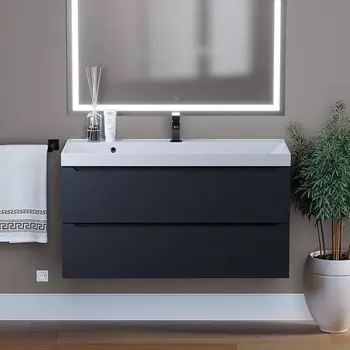 Тумба с раковиной Uperwood Tanos 100 см, подвесная, черная