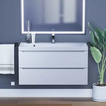 Тумба с раковиной Uperwood Tanos, 100 см, подвесная, белая