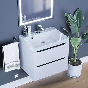 Тумба с раковиной Uperwood Tanos 60 см, подвесная, белая/графит