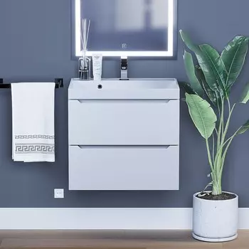 Тумба подвесная Uperwood Tanos, с раковиной, 2 ящика, 602450500 мм, цвет белый