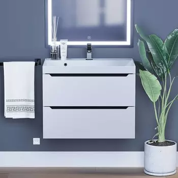 Тумба с раковиной Uperwood Tanos 70 см, подвесная, белая, графит