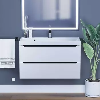 Тумба с раковиной Uperwood Tanos 90 см, подвесная, белая/графит