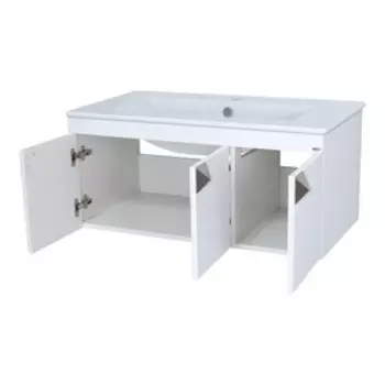 Тумба Сахара - 90 прямая подвесная белая с раковиной Quadro 90