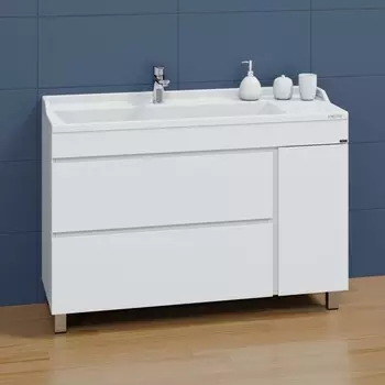 Тумба СаНта «Марс 120» 2 ящика, 1 дверь, напольная, белый с раковиной «SIRIUS 120»