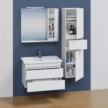 Тумба СаНта «Марс 80» 2 ящика, подвесная с раковиной «Фостер 80»